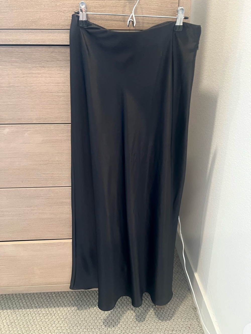Classic Black Satin Maxi Skirt